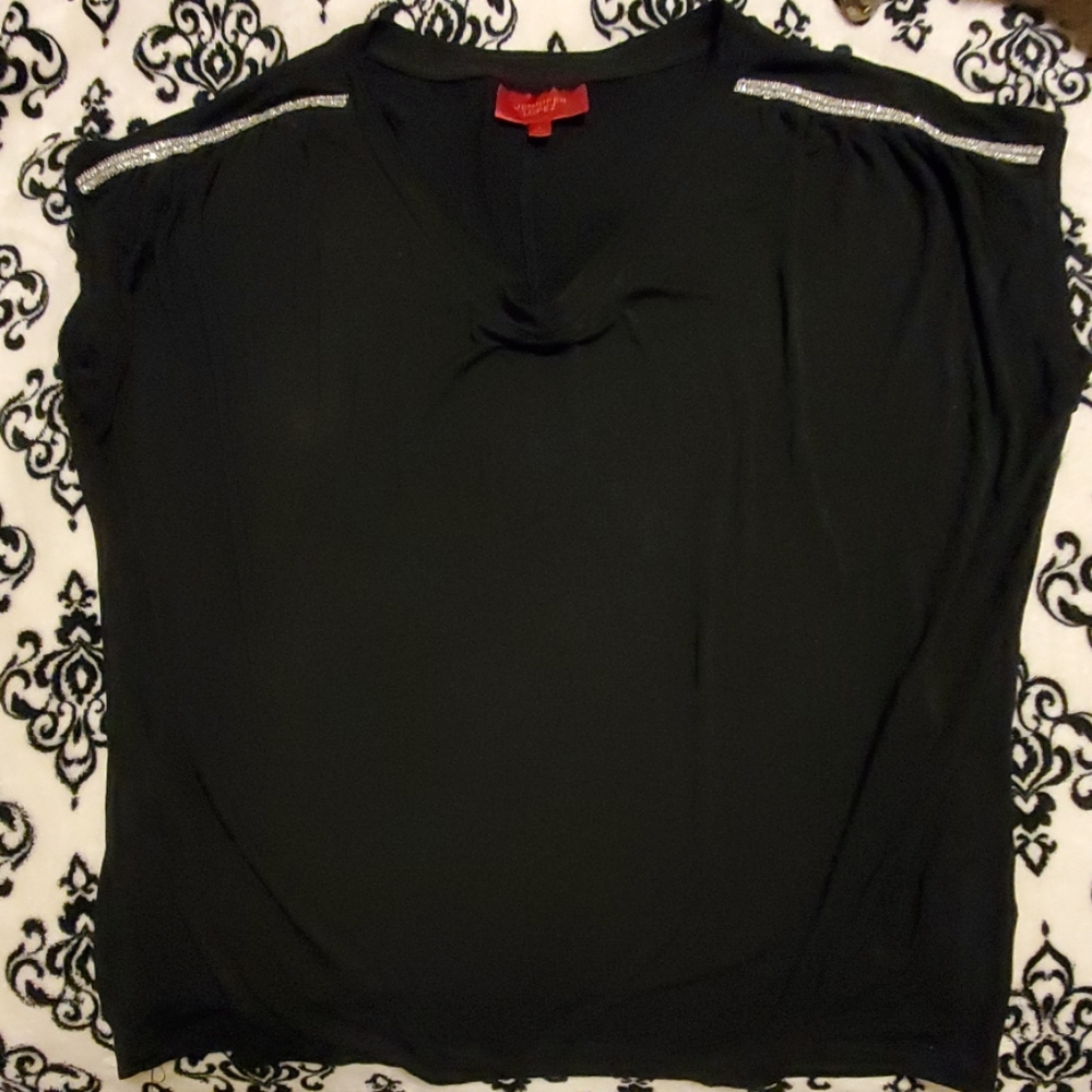 Jennifer Lopez black tshirt with embellishments